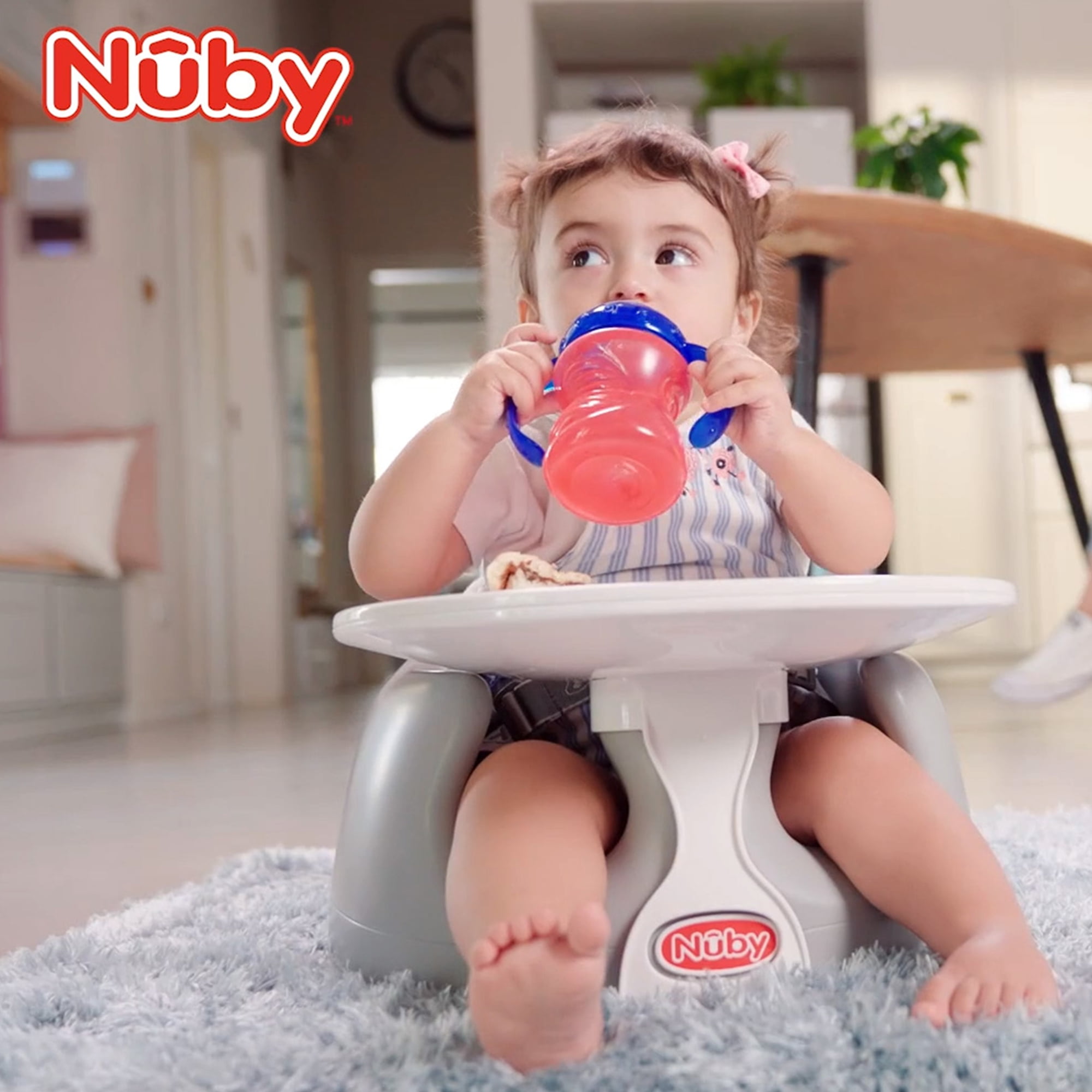 Nuby My Baby Seat, Foam Booster Seat with 3-Point Harness, Gray