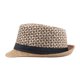 thumbnail image 2 of Sombrero Fedora de paja de verano, sombrero de ala corta para el sol de Panamá, sombrero de playa Trilby para hombres y mujeres, caqui, M Feliz Sencillez, 2 of 5