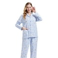 thumbnail image 2 of GLOBAL Women's 100% Cotton Flannel Pajama Set - Cozy Winter 2-Piece Loungewear with Button-Down Top & Pants, Size S-3XL, 2 of 6