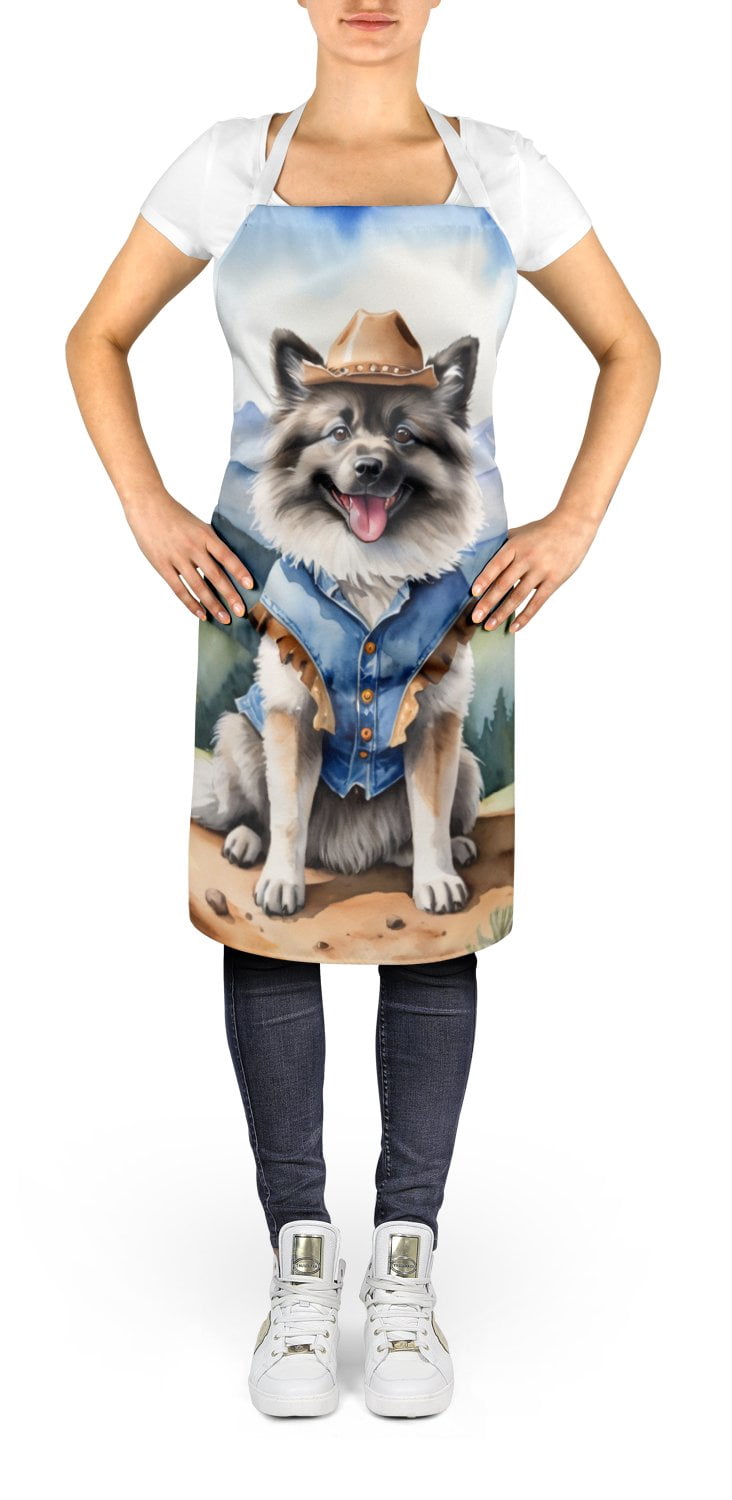 Keeshond Cowboy Welcome Apron 27 in x 30 in