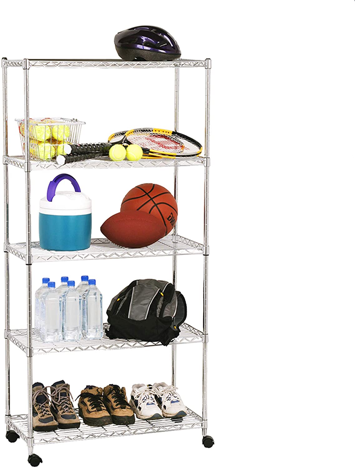 Seville Classics 5Tier Steel Wire Shelving with Wheels, 30" W x 14" D