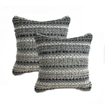 LR Home Drew Set of 2 Boho Striped 18" x 18" Black/Gray Cotton Blend Adult Decorative Throw Pillows