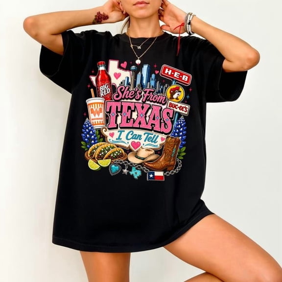 Vintage She's From Texas , Can Tell Big Red Shirt, Retro She's From Texas Western Shirt, Basketball Fan Shirt, Game Day Shirt