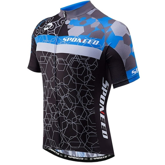 Cycling Shirts for Men Short Sleeve Bicycle Jerseys Full Zipper Bike Biking Top Cycle Clothing Blue S