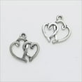 thumbnail image 4 of U8MO 10/30/50X Double Heart Antique Silver Charms Pendants For jewelry making 19*19mm-10pcs, 4 of 5