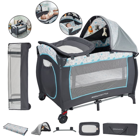 Cuna Corral Bebé Cuna De Viaje Para Bebe Multifunción Plegable Con Cambiador Con Organizador Bolsa