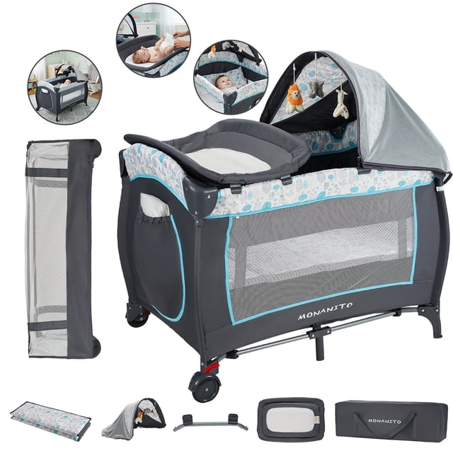 Cuna Corral Bebé Cuna De Viaje Para Bebe Multifunción Plegable Con Cambiador Con Organizador Bolsa