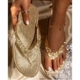 thumbnail image 3 of Women's Rhinestone Glitter Flat Slippers Slip-On Sandals Beach Summer Flip Flops, 3 of 5