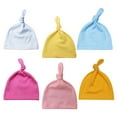 thumbnail image 3 of Baywell 6 Pack Newborn Baby Hospital Hat for Boy Girl Knot Beanie Hats Soft for Infant Baby Caps 0-6 Months, 3 of 4