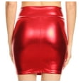 thumbnail image 2 of Sakkas Womens Metallic Sexy Shiny Stretchy Short Pencil Party Skirt Made in USA - Red - Medium, 2 of 5