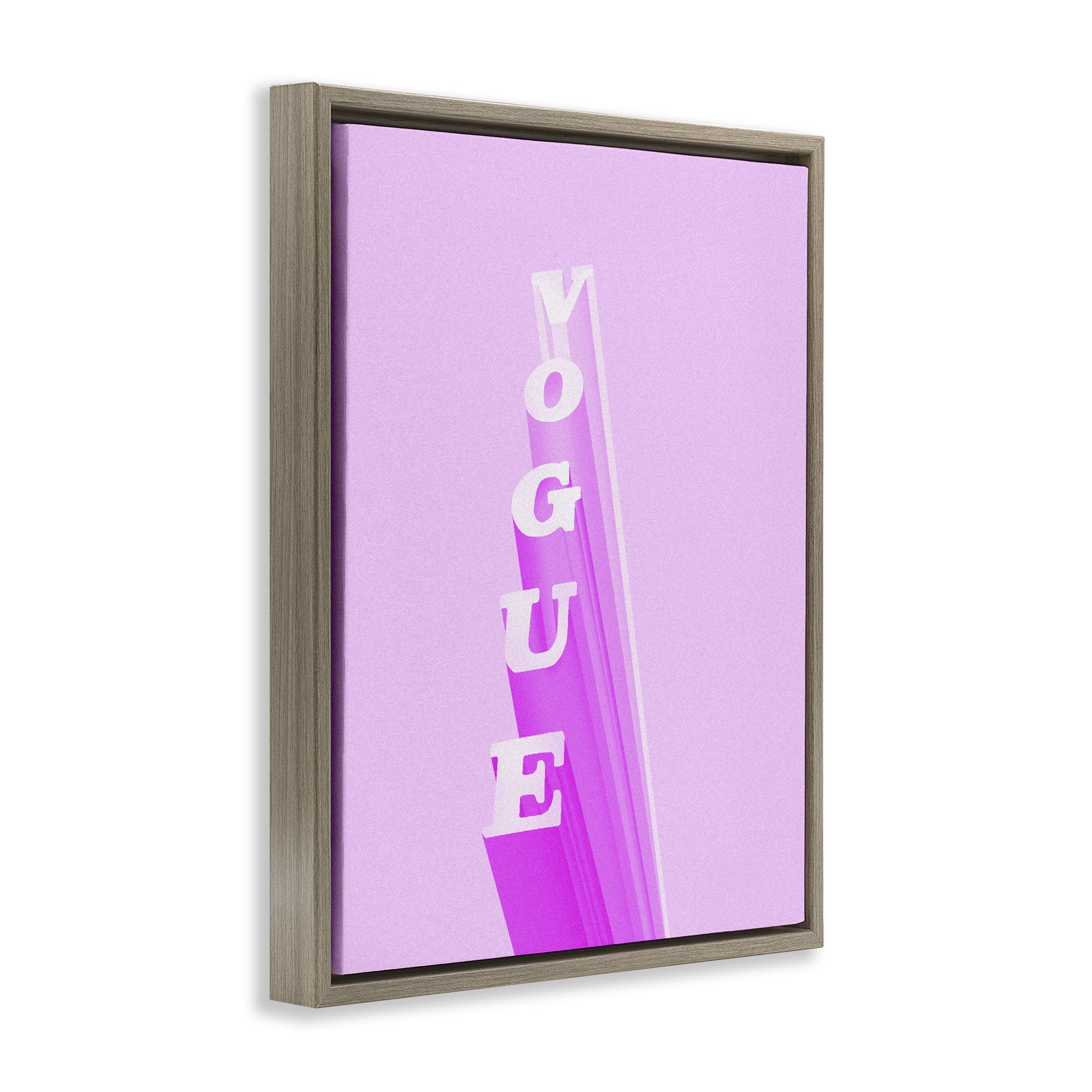 Stupell Industries Pink Vertical Glam Lettering Brown Framed Floater Canvas Wall Art, design by Ziwei Li