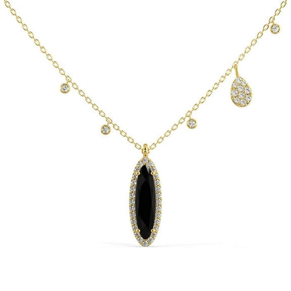 Silvermist Jewelry Queen of Black Diamond Necklace 18K Yellow Gold over 925 Sterling Silver | Everyday Jewelry for Women, Birthday Gift for Her