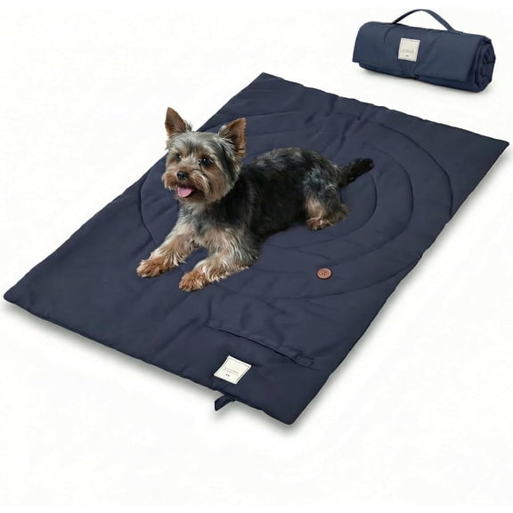 Portable Waterproof Foldable Outdoor Dog Bed Mat, Machine Washable Padded Pet Travel Blanket for Medium Large Dogs Indoor Camping Car