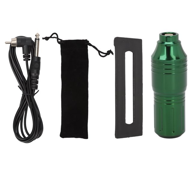 Máquina de pluma de tatuaje profesional potente motor interfaz RCA pluma de tatuaje giratoria para principiantes artistas de tatuaje verde