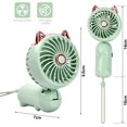 thumbnail image 2 of Ventilador portátil plegable con orejas de gato (verde), mini ventilador USB, ventilador portátil con batería recargable, con 3 velocidades, ventilador personal pequeño portátil, ventilador de escrito, 2 of 5