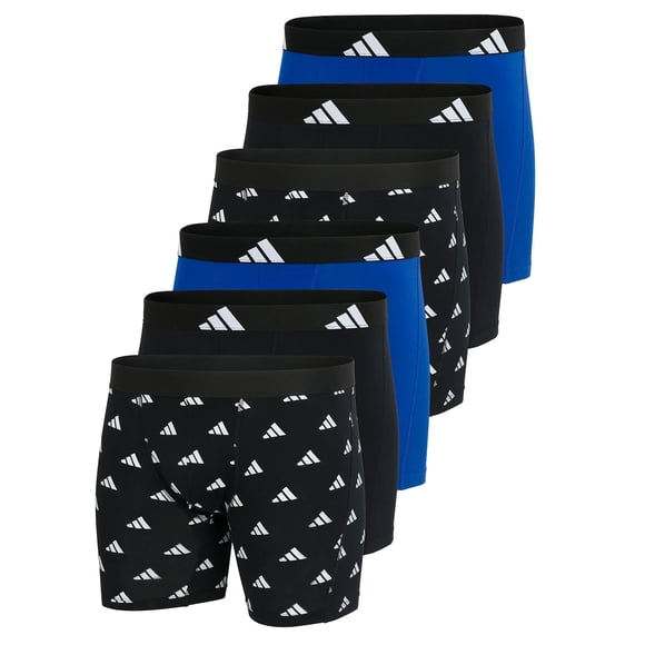 adidas men's boxer shorts, 6-pack - Boxer Briefs, Active Flex Cotton, Logo Black/White/Blue M (Medium)