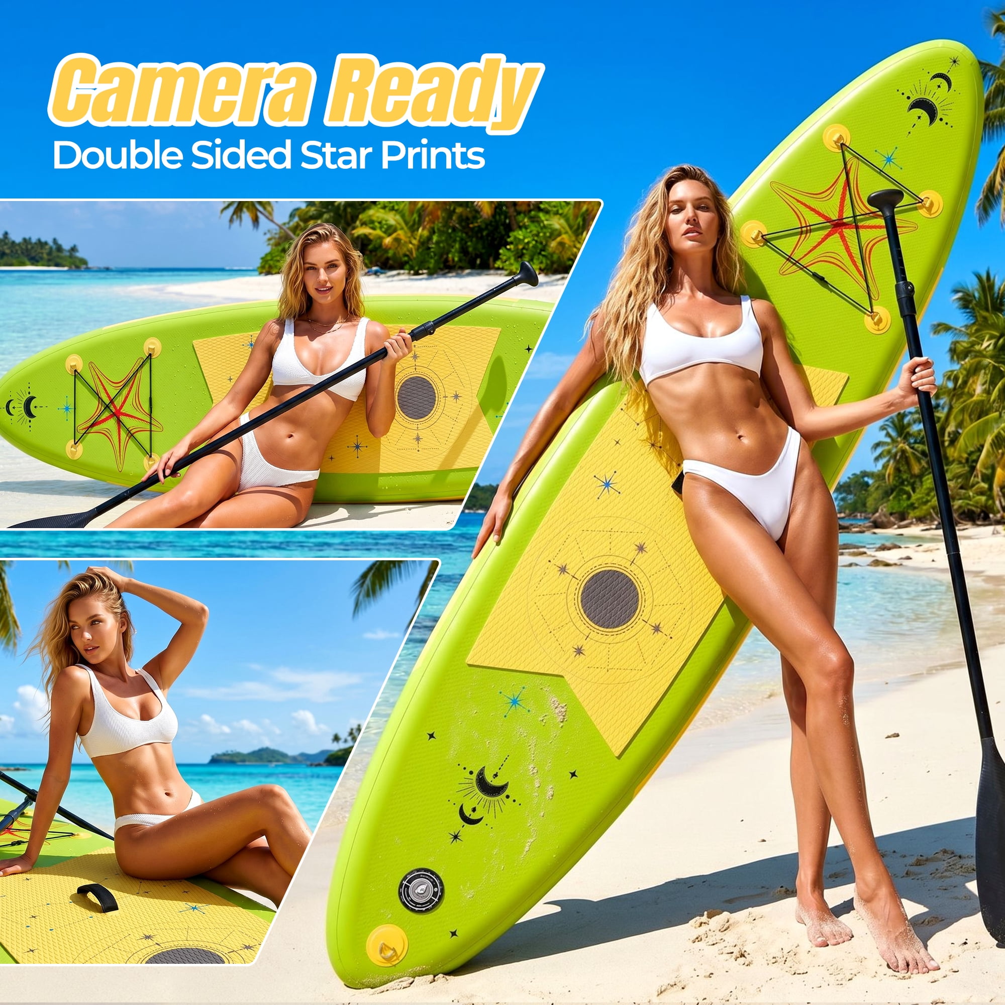 Naipo 10ft Inflatable Paddle Board Full SUP Accessories Beginner Stand Up Paddle Board 17 lbs Lightweight Enhanced Safety Features for Beginner Avocado Green