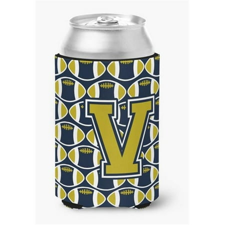 

Letter V Football Blue & Gold Can or Bottle Hugger 0.25 x 4 x 5.5 in.