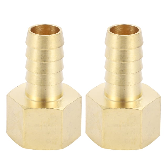 Accesorios de manguera de latón Unique Bargains 1/2" 1/2"NPT Niple hexagonal interno para aire, agua, aceite, gas, combustible 2 piezas tono dorado