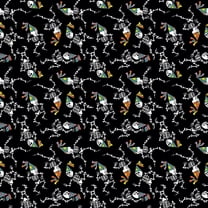 Henry Glass & Co Witch Night Out Dancing Skeletons in Black Glow in the Dark 100% Cotton Fabric sold by the yard
