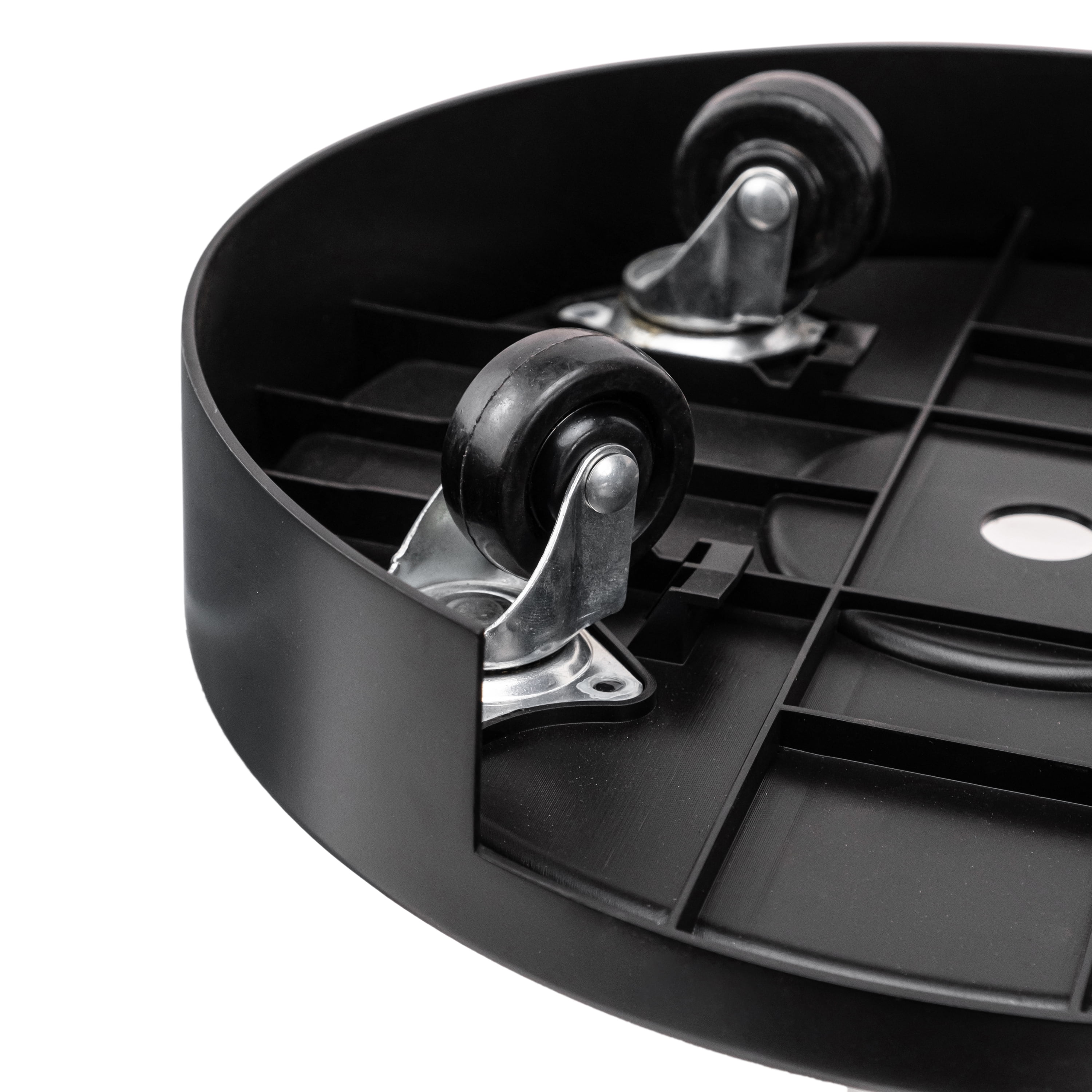 Mainstays 11 inch Round Resin Black Plant Caddy with 4 Wheels