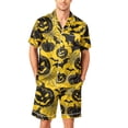 thumbnail image 2 of DORKASM Halloween Matching Pajamas for Men Pj Sets Bat Pumpkin Print Button Down Sleepwear Yellow 4XL, 2 of 4