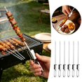 thumbnail image 1 of Outdor Brochette de Barbecue en Acier Inoxydable avec Coulisse Poussoir Réutilisable Fourchette de Grillade à 1 Broche pour Cuisson Extérieure Brochettes de Kebab, 1 of 6