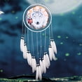 thumbnail image 4 of Peggybuy Wolf Attrape-Rêves Imprimé Filet Plume Perle Attrape-Rêves Ornement Suspendu, 4 of 9