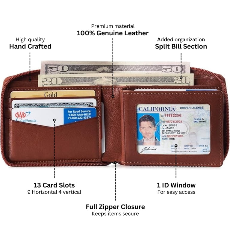 Alpine Swiss Logan Zipper Bifold Wallet, RFID Protected photo 3