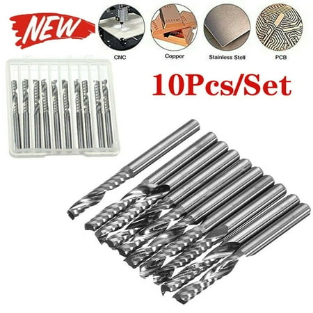 

10Pcs/Set Flute Carbide Flat End Mill CNC Router Bit Single Flute Spiral 17mm