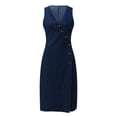 thumbnail image 4 of Vestido sexy sin mangas de denim para mujer: estilo europeo, corte holgado informal, cinturón para atar, bolsillos laterales, poliéster, tallas S-XXL, largo hasta la rodilla., 4 of 8