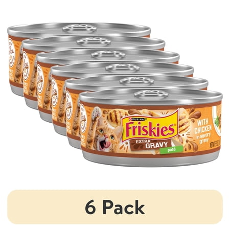 (6 pack) Purina Friskies Pate Extra Gravy with Chicken Wet Cat Food 5.5 oz Can