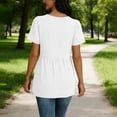thumbnail image 5 of SYMOID Womens White Lace Sleeve Babydoll Top, Flowy Empire Waist Tunic Blouse to Hide Tummy, Soft Stretch Casual Top for Everyday,Size XL, 5 of 9