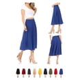 thumbnail image 6 of Women's Solid Basic Casual Elastic Waist A-line Flared Midi Skirt S-3XL, 6 of 7