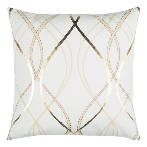 Donny Osmond Geometric 20" x 20" Cotton Pillow Cover-Ivory/Gold Metallic