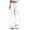 White, variant on Women's Mid Waist Wide Leg Cargo Pants with Side Pockets - Baggy Stretchy Travel Streetwear - Drawstring Ankle Cuffs, Polyester, All Seasons White M