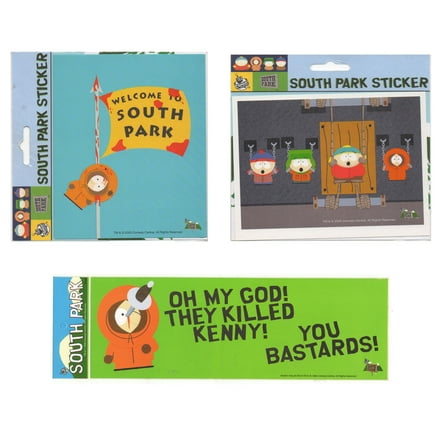 Stickers Decal South Park Kenny Stan Kyle Cartman Popular Characters Comedy Central Lot 3 Pieces