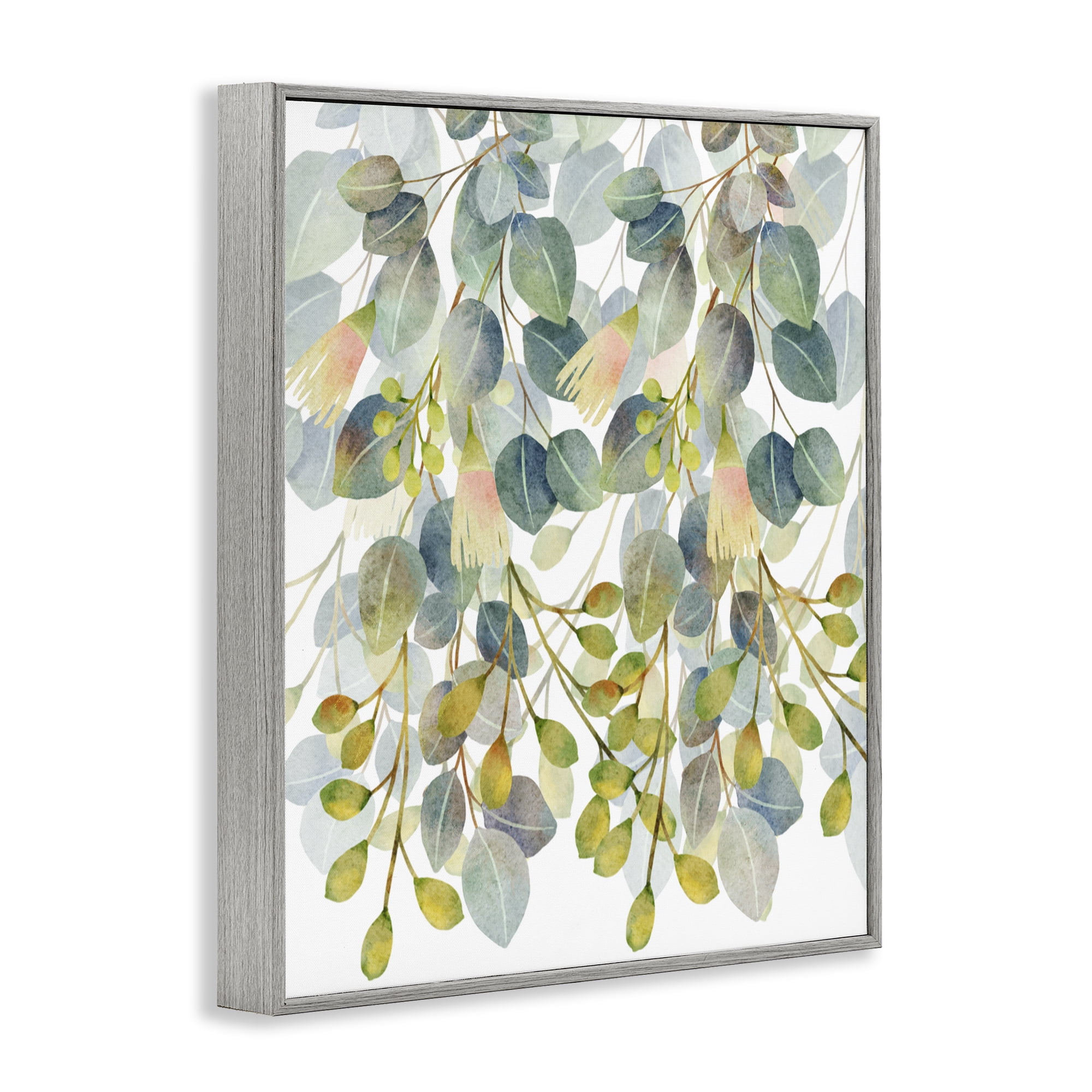 Stupell Industries Suspended Ivy Leaves Gray Framed Giclee Art, design by Marcus Prime