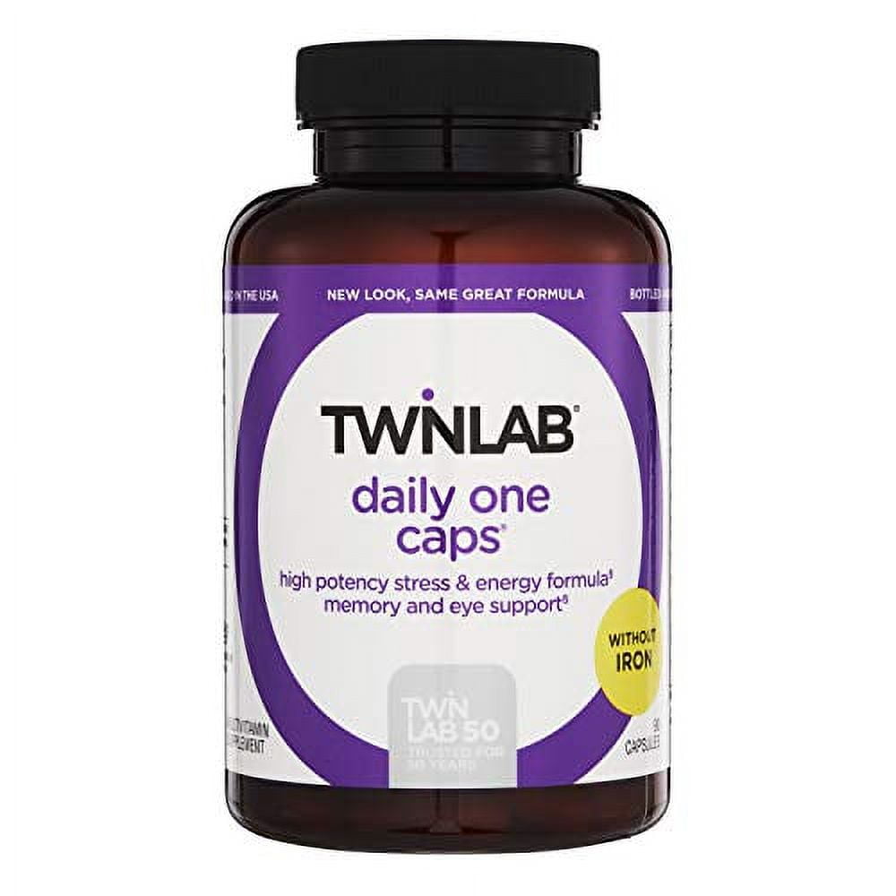 Twinlab Daily One Caps Without Iron - Daily Multivitamin for Women & Men with 25 Essential Vitamins and Minerals - Vitamins for Energy, Immune Support, Stress Relief, Eye Health, 90 Caps
