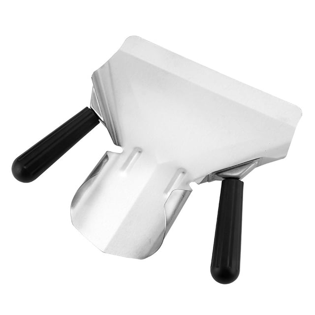 Pala para patatas fritas de acero inoxidable con doble asa, ensacadora de palomitas de maíz, helado, dulces, aperitivos, postres con doble asa extraíble, mango derecho e izquierdo