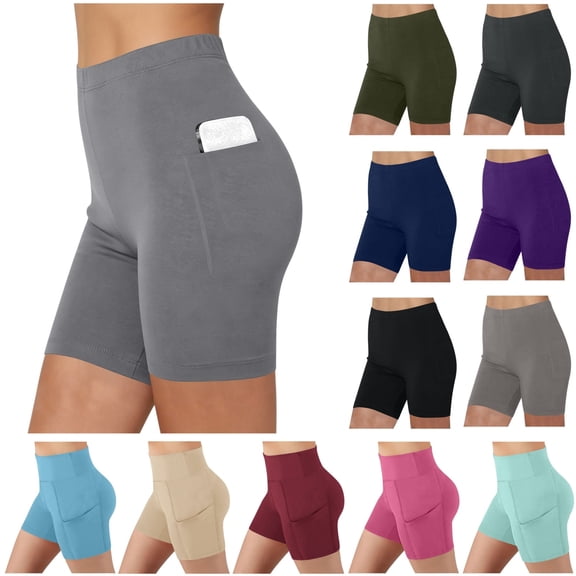 QATAINLAV Womens Plus Size Leggings with Pockets High Waisted Running Workout Biker Shorts Athletic Cycling Short Yoga Leggings Dark Blue XXXL