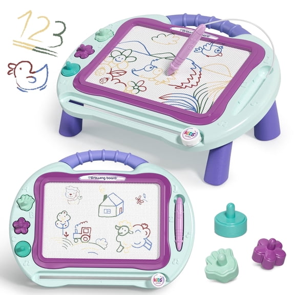 Magnetic Drawing Board, Toys for 3 Year Old Girls, Writing Board for Toddlers with 4 Stamps, Portable Doodle Board Pad, Learning Educational Toys for Toddlers 3 4 5 Year Old, Best Birthday Gifts