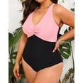 thumbnail image 4 of GFDYREE Women Plus Size One Piece Swimsuits V Neck Tummy Control Bathing Suits Front Cross Swimwear, 4 of 6