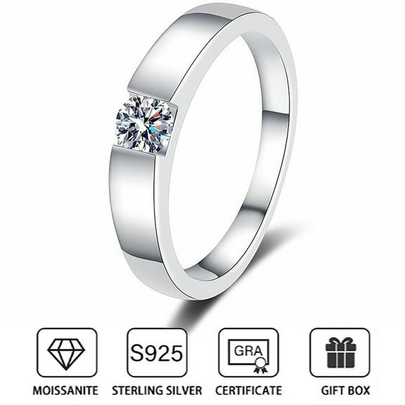 Moissanite Eternity Ring, Oval Cut 0.3ct D Color 925 Sterling Silver Gemstone Lab Diamond Gold Plated Rings Wedding Engagement Band Rings for Women