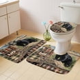 thumbnail image 4 of Vintage Forest Black Bear Bathroom Rugs Set Checkered Wood Grain Non Slip Absorbent Soft Bath Mats 3 Piece Set with Bathroom Rug, U-Shaped Floor Mat, Toilet Seat Cover Small Size, 4 of 9