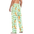 thumbnail image 6 of Cotton Mens PJ Pajama Pants Bottoms Waistband Sleepwear with Pockets Green Checkered with Carrots, 6 of 7