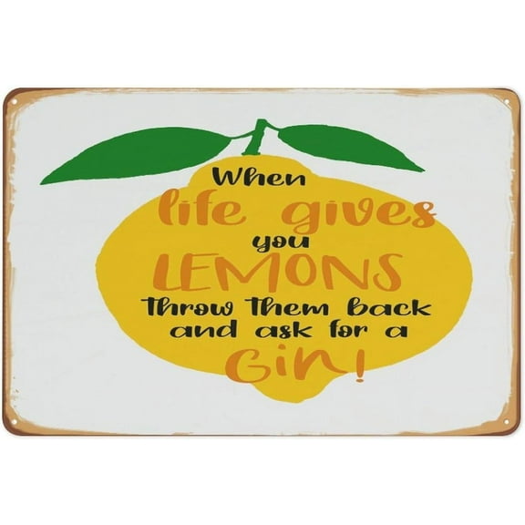 JUSIP Yellow Lemons Decor Funny Home Bar Metal Tin Sign Kitchen Garage Wall Decor Gifts for Men 12 X 8 Inches