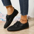 thumbnail image 4 of Viluyesy Womens Faux Leather Flats, Lace Up Soft Sole Comfortable Casual Walking Work Office Shoes Black US6, 4 of 7