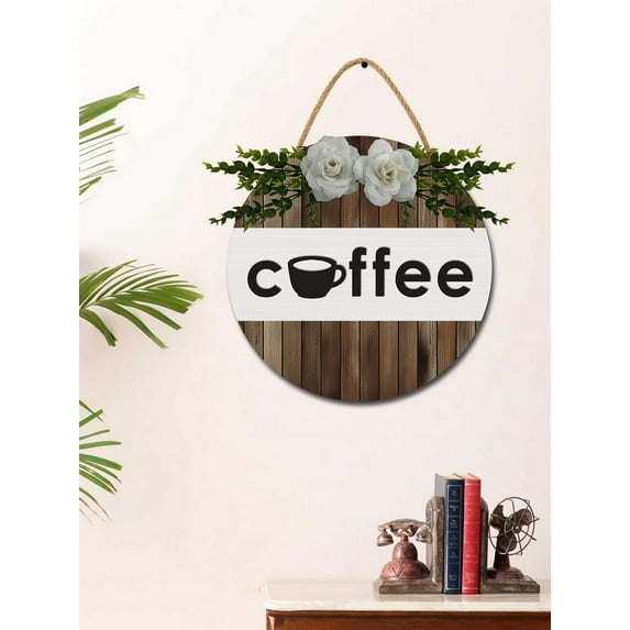 Eveokoki Coffee Cup Sign Rustic Wood Coffee Sign Farmhouse Coffee Bar Wall Decor Wood Plaque Hanging Sign for Home Housewarming Coffee Bar Coffee Station, 11x11 Inch