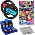 thumbnail image 1 of Mario Kart 8 Deluxe for Nintendo Switch, with PremGear Racing Steering Wheel Controllers, Driving Grips for Joy-Con (2 pack), 24 Slot Game Card Holder & Cleaning Cloth, 1 of 5